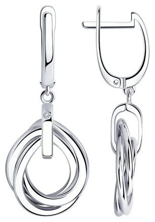 Серьги SOKOLOV 87020080 вес 6.5 г серебро, бриллиант купить,NaN