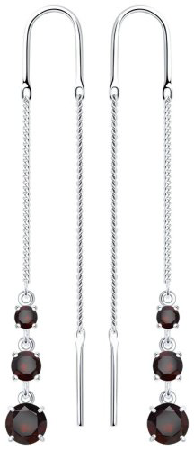 Серьги-цепочки SOKOLOV 92022166 вес 2.12 г серебро, гранат купить,24521