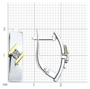 Серьги SOKOLOV 87020026 вес 2.92 г серебро, бриллиант купить,NaN