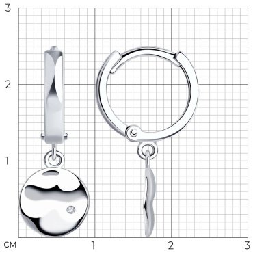 Серьги SOKOLOV 87020090 вес 2.49 г серебро, бриллиант купить,NaN