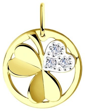 Подвеска Diamant 53-130-00669-1 вес 1.2 г золото, фианит купить,126253