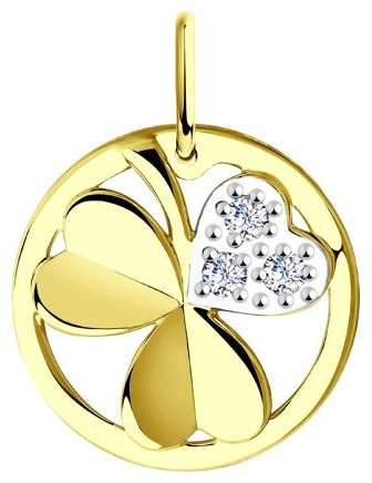 Подвеска Diamant 53-130-00669-1 вес 1.2 г золото, фианит купить,126253