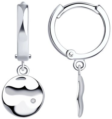 Серьги SOKOLOV 87020090 вес 2.44 г серебро, бриллиант купить,NaN