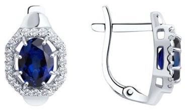 Серьги SOKOLOV 88020014 вес 2.48 г серебро, сапфир, корунд купить,17846