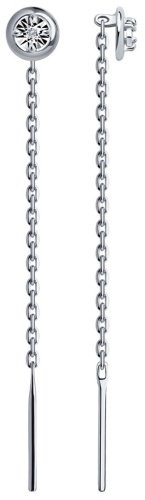 Серьги-цепочки SOKOLOV 87020057 вес 0.85 г серебро, бриллиант купить,13898
