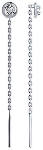 Серьги-цепочки SOKOLOV 87020057 вес 0.85 г серебро, бриллиант купить,13898