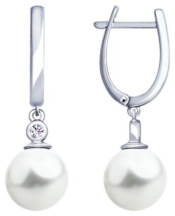 Серьги SOKOLOV 94025814 вес 3.85 г серебро, жемчуг, фианит купить,NaN