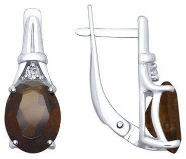 Серьги SOKOLOV 92022027 вес 2.89 г серебро, раухтопаз купить,20384