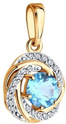 Подвеска Diamant 51-330-02281-1 вес 1.46 г золото, топаз купить,119108
