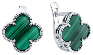 Серьги SOKOLOV 83020440 вес 2.81 г серебро, малахит купить,NaN