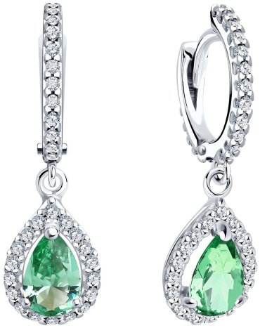 Серьги SOKOLOV 92022811 вес 3.53 г серебро, ситалл, цаворит купить,30000