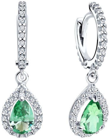 Серьги SOKOLOV 92022811 вес 3.53 г серебро, ситалл, цаворит купить,30000