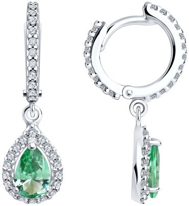 Серьги SOKOLOV 92022811 вес 3.53 г серебро, ситалл, цаворит купить,30000