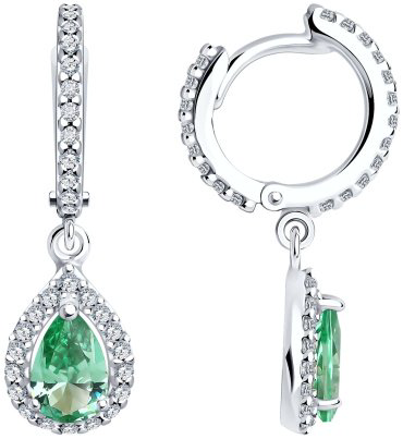 Серьги SOKOLOV 92022811 вес 3.53 г серебро, ситалл, цаворит купить,30000