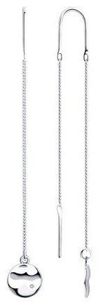 Серьги-цепочки SOKOLOV 87020086 вес 1.94 г серебро, бриллиант купить,NaN