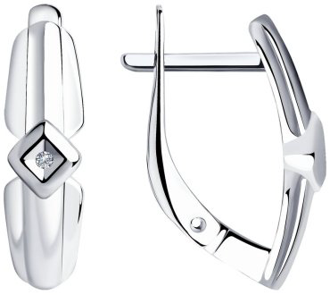 Серьги SOKOLOV 87020028 вес 2.27 г серебро, бриллиант купить,NaN