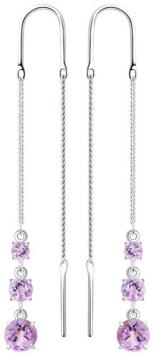 Серьги SOKOLOV 92022167 вес 1.99 г серебро, аметист купить,25966