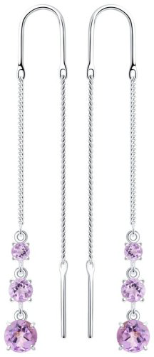 Серьги SOKOLOV 92022167 вес 1.99 г серебро, аметист купить,25966