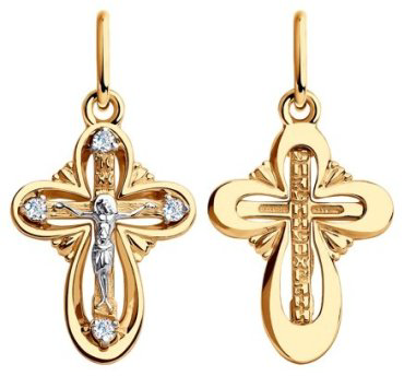 Крестик Diamant 51-131-00372-1 вес 1.05 г золото, фианит купить,129276