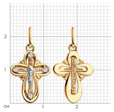 Крестик Diamant 51-131-00372-1 вес 1.05 г золото, фианит купить,129276