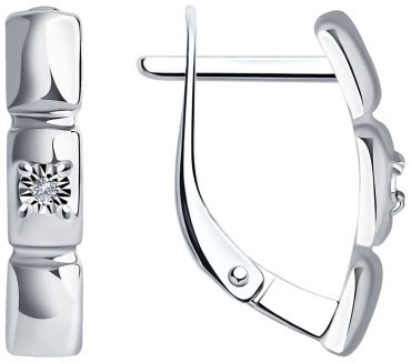 Серьги SOKOLOV 87020045 вес 2.65 г серебро, бриллиант купить,22309