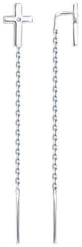 Серьги-цепочки SOKOLOV 87020097 вес 1.14 г серебро, бриллиант купить,NaN