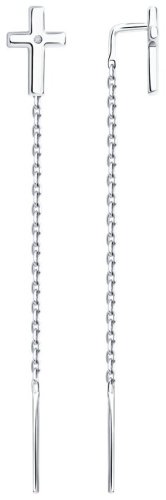 Серьги-цепочки SOKOLOV 87020097 вес 1.14 г серебро, бриллиант купить,NaN