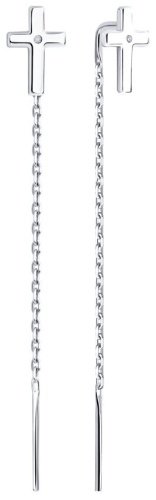 Серьги-цепочки SOKOLOV 87020097 вес 1.14 г серебро, бриллиант купить,NaN