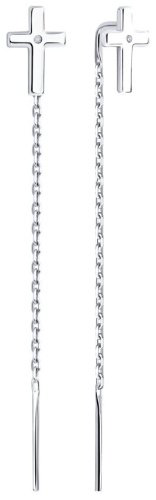 Серьги-цепочки SOKOLOV 87020097 вес 1.14 г серебро, бриллиант купить,NaN