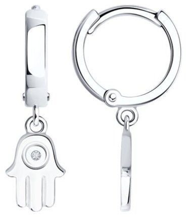 Серьги SOKOLOV 87020103 вес 2.17 г серебро, бриллиант купить,NaN