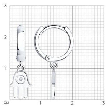 Серьги SOKOLOV 87020103 вес 2.17 г серебро, бриллиант купить,NaN