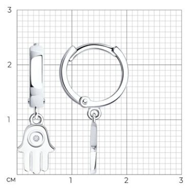 Серьги SOKOLOV 87020103 вес 2.17 г серебро, бриллиант купить,NaN