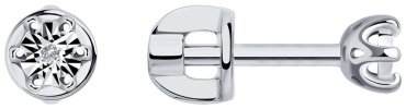 Пусеты SOKOLOV 87020051 вес 1.19 г серебро, бриллиант купить,15260