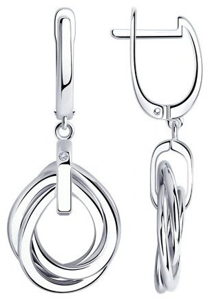 Серьги SOKOLOV 87020080 вес 6.5 г серебро, бриллиант купить,NaN