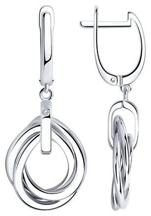 Серьги SOKOLOV 87020080 вес 6.5 г серебро, бриллиант купить,NaN