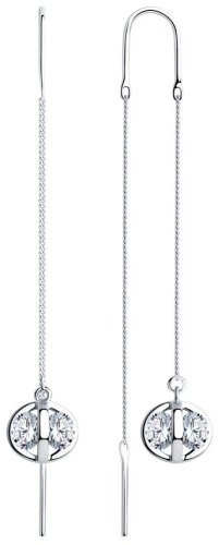 Серьги-цепочки SOKOLOV 94023597_03 вес 4.4 г серебро, фианит купить,NaN