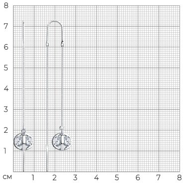Серьги-цепочки SOKOLOV 94023597_03 вес 4.4 г серебро, фианит купить,NaN