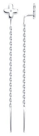 Серьги-цепочки SOKOLOV 87020098 вес 1.07 г серебро, бриллиант купить,16872