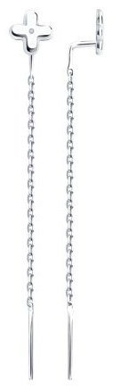 Серьги-цепочки SOKOLOV 87020098 вес 1.07 г серебро, бриллиант купить,16872