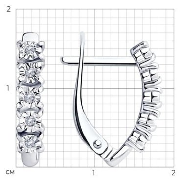 Серьги SOKOLOV 87020069 вес 1 г серебро, бриллиант купить,NaN