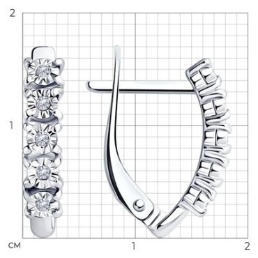 Серьги SOKOLOV 87020069 вес 1 г серебро, бриллиант купить,NaN