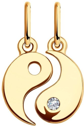 Подвеска Diamant 51-130-01639-1 вес 1.16 г золото, фианит