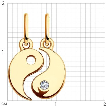 Подвеска Diamant 51-130-01639-1 вес 1.16 г золото, фианит