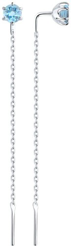 Серьги-цепочки SOKOLOV 92022161 вес 1.54 г серебро, топаз купить,NaN