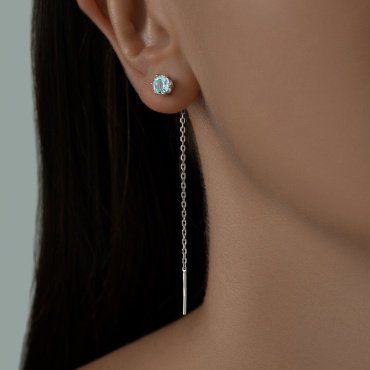Серьги-цепочки SOKOLOV 92022161 вес 1.54 г серебро, топаз купить,NaN