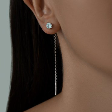 Серьги-цепочки SOKOLOV 92022161 вес 1.54 г серебро, топаз купить,NaN