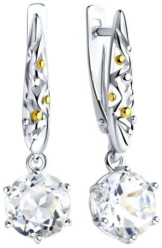 Серьги SOKOLOV 92021902 вес 2.97 г серебро, горный хрусталь