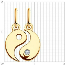 Подвеска Diamant 51-130-01639-1 вес 1.16 г золото, фианит