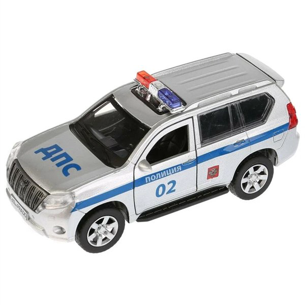 Машинка Технопарк  Toyota Prado полиция 12см серебристая купить,NaN