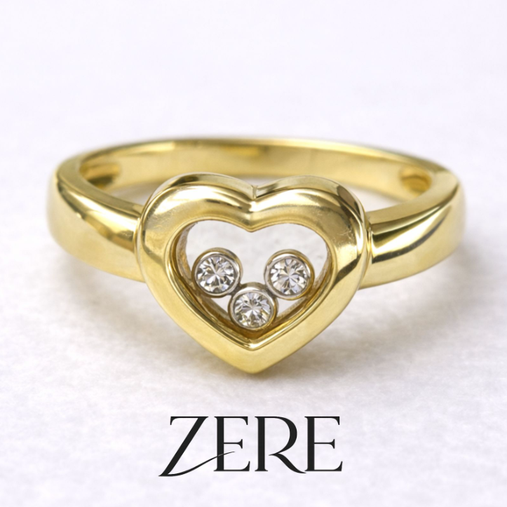 Кольцо женское ZERE золото 585 сердце с камнями купить,364450